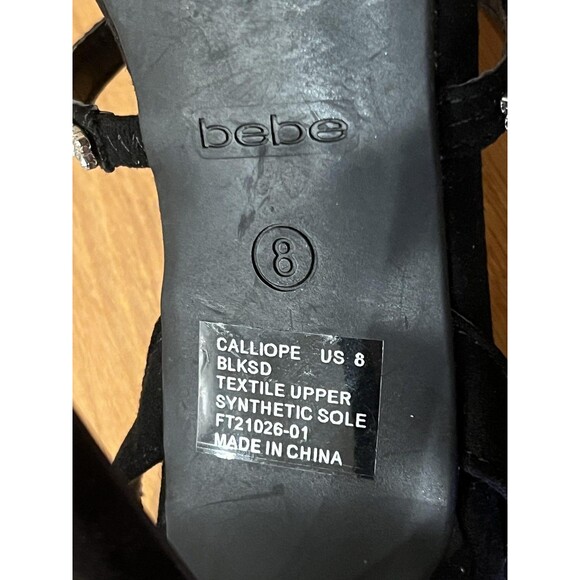 Bebe Shoes Womens Size 8 Black Calliope Rhinestone Strappy Heels FT21026-01 - Picture 10 of 10